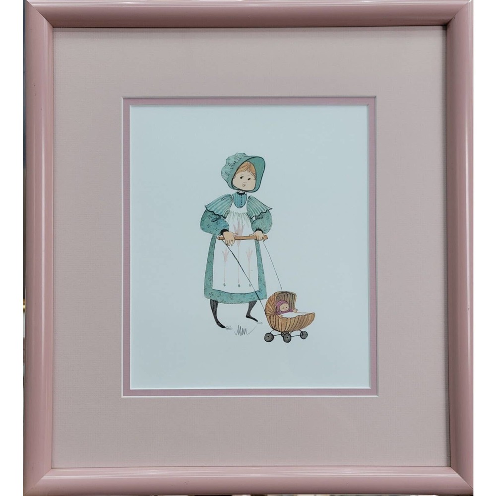 P Buckley Moss "Penny" Signed 1990 Professionally Framed #813/1000 Print